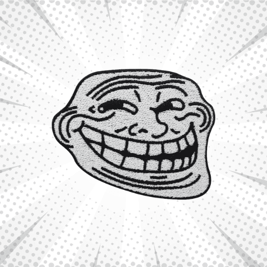troll face embroidered patch