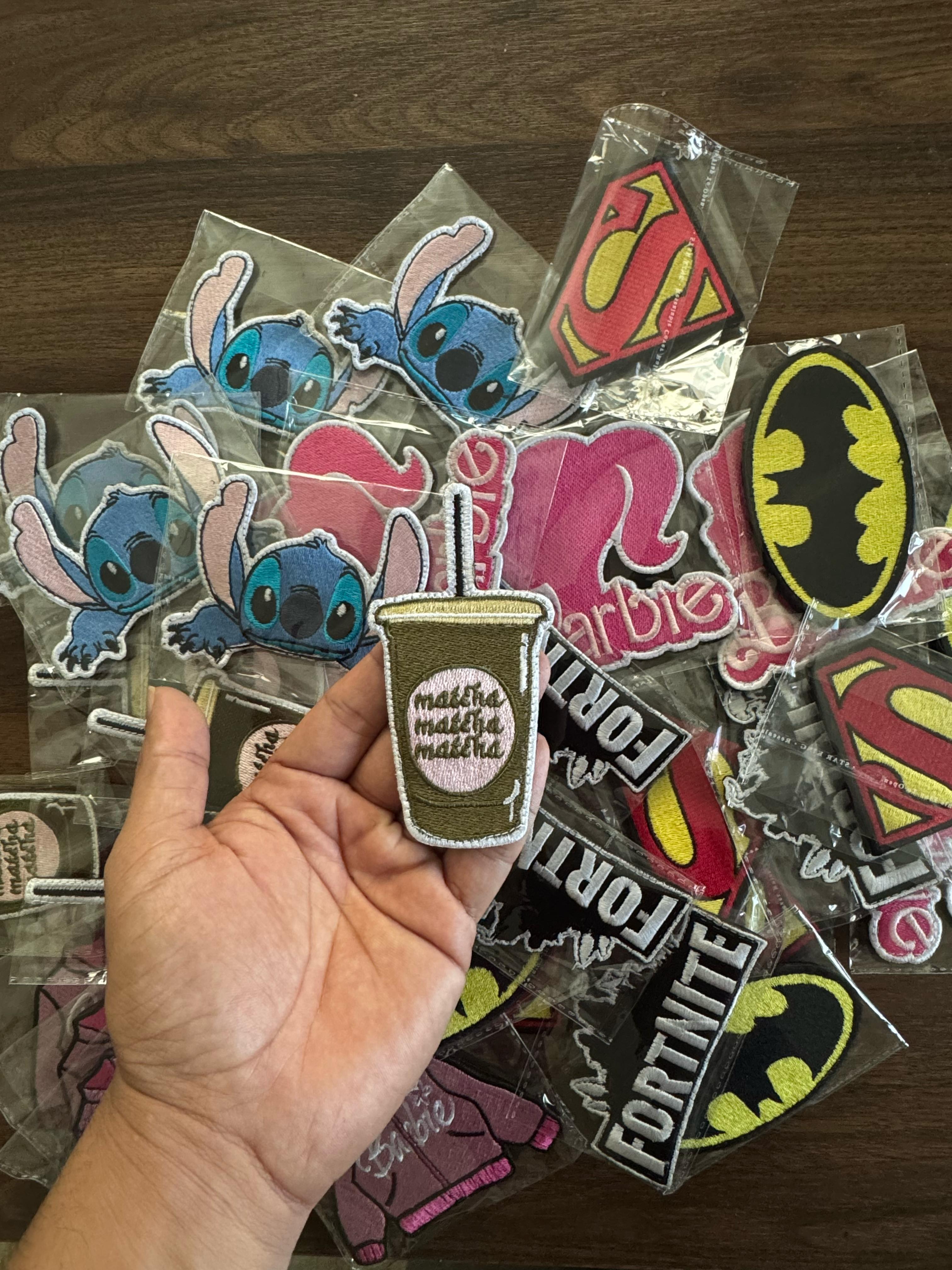 Unique coffee cup embroidered patch with fine details, high-quality iron-on patch for jackets and tote bags.