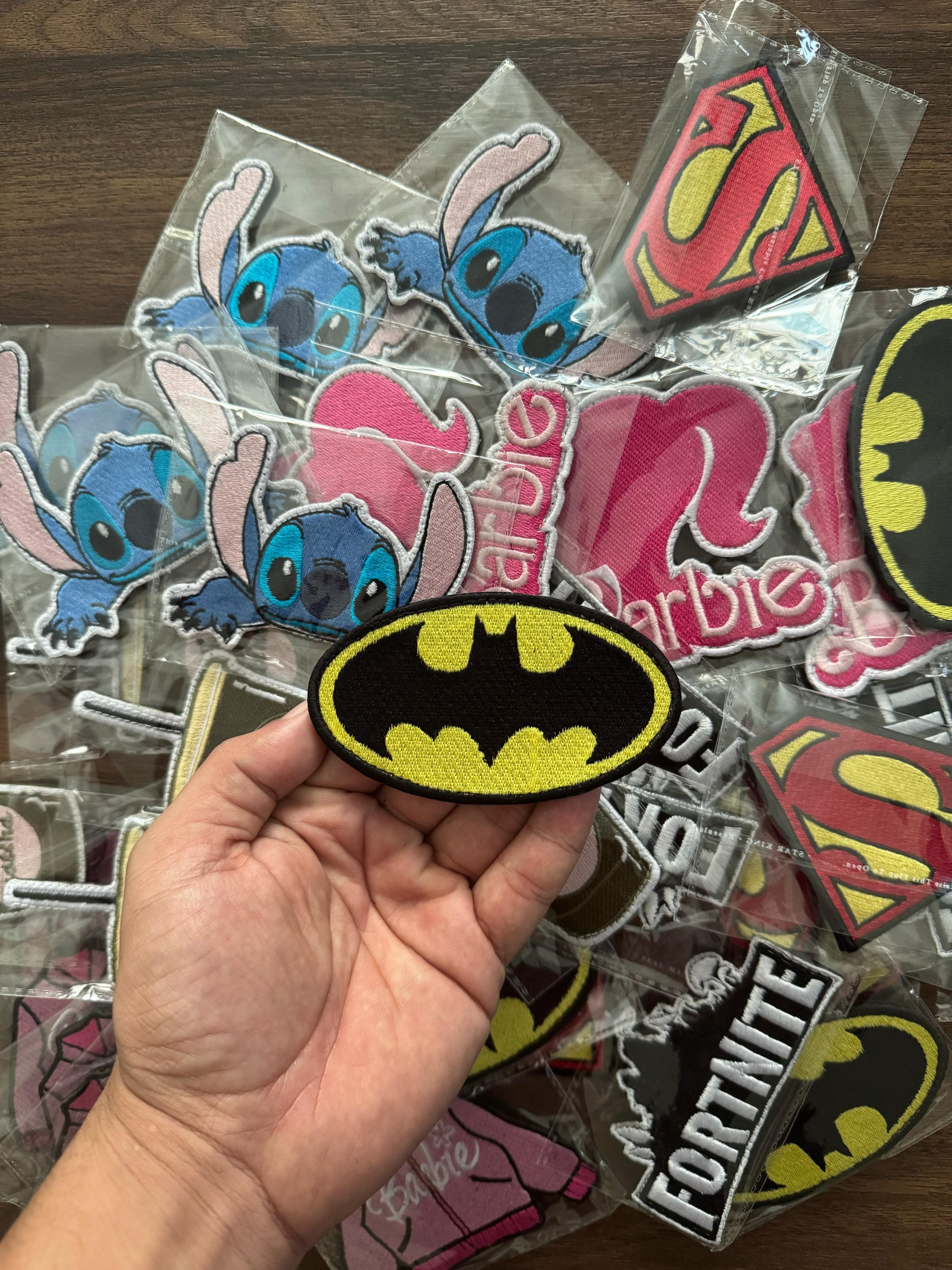 Black and yellow sew-on embroidered Batman logo patch for jackets and uniforms